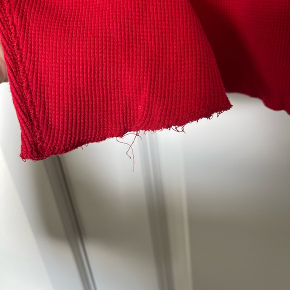 VTG 90s Polo Ralph Lauren Jeans Co Red Waffle Knit Shirt - Picture 5 of 6